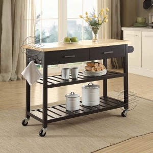 Movable Kitchen Island with Storage Shelves Kitchen Cart on Wheels 102052