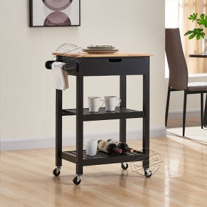 Chinese Professional Metal Corner Shelf - Rolling Kitchen Cart Black Small Kitchen Island Cart Wooden Kitchen Trolley for Sales 102160 –  NuTrend