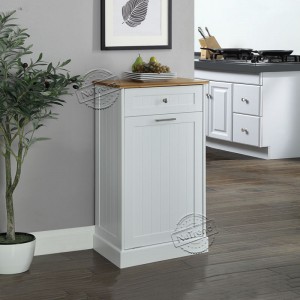 Kitchen Cart with Trash Bin Tilt Out Free Standing Kitchen Trash Cabinet Microwave Stand with Cutting Board 102171