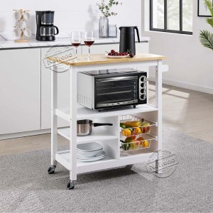 102202 White Movable Kitchen Microwave Cart for Small Space