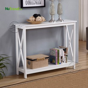 203194 Slim White Hall Table with Shelves Living Room Furniture