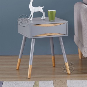 203225 Grey Mid Century End Table with one drawer for Living Room