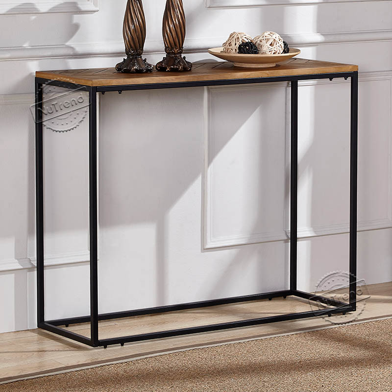 203302 Industrial Chevron Console Table Sofa Table for Living Room