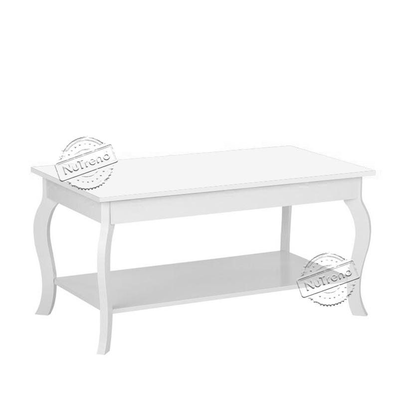 203482 White Coffee Table with Storage Shelf Rectangle Coffee Table for Living Room