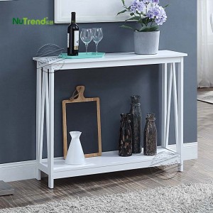 203500 Small White Sofa Table with Shelves