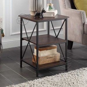 China Cheap price Bedside Cabinets - Cross Slim Metal X Black Industrial Wood End Table 203515 –  NuTrend