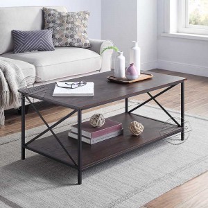 Black Industrial Wood Cross Slim Coffee Table 203516