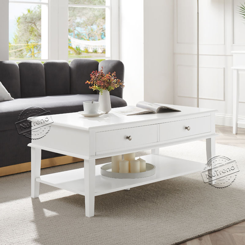 Contemporary Rectangle Wood Coffee Table with 2 Drawers Living Room Furniture 203595 Featured Image