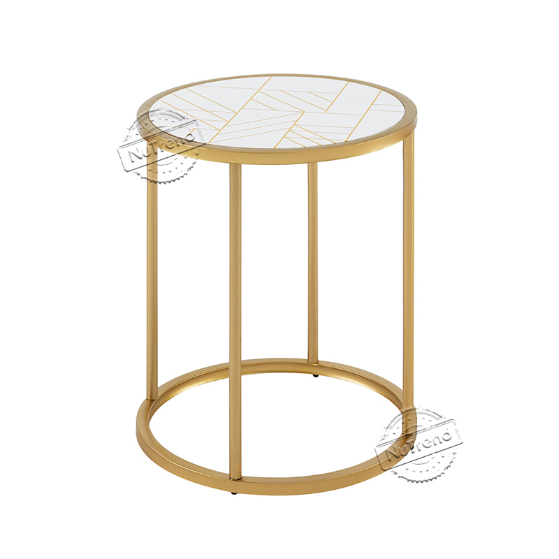 203602 Gold Round Metal Small Side Tables for Small Spaces