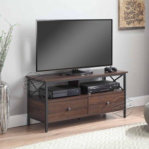 Black Industrial Wood TV Stand With 2 Drawers For Living Room Furniture 205072