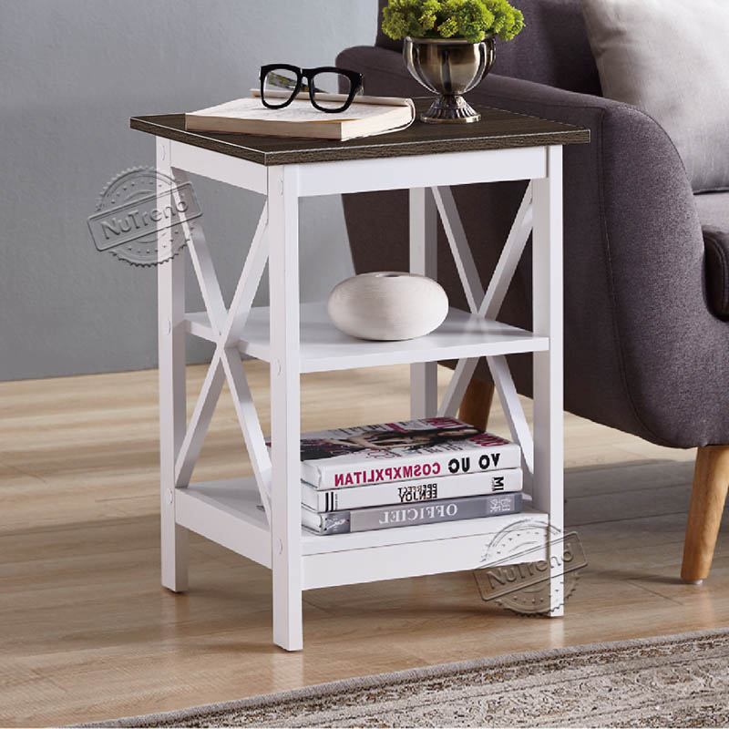 X Frame Side Table White End Table for Living Room 502088