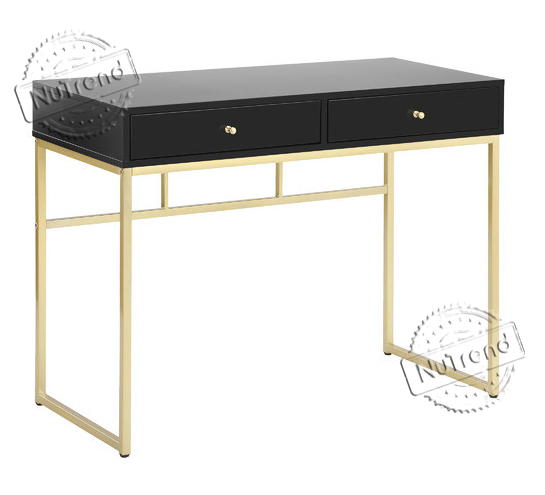 White Gold Desk with 2 Drawers and Metal Legs Perfect for Small Home Office,Simple Study Makeup Vanity Console Dressing Table Modern Furniture 503090