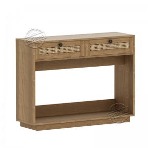 KF21-026R Derby Rattan  Console Sofa Table with 2 Drawers and Open Storage Shelf for Entryway,Living Room,Bedroom